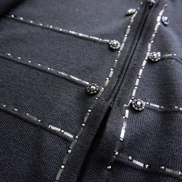 St John Evening by Marie Gray Wool Blend Knit Black Full Zip Cardigan, Size 4 - Picture 8 of 11